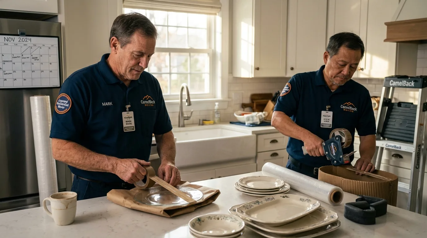 Professional crew packing kitchen dishware in Tahoka, TX